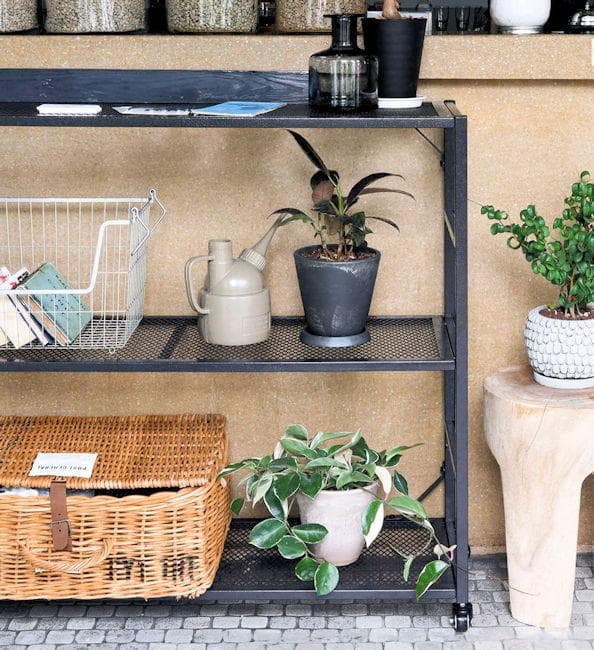 アイアンメッシュ３段シェルフ キャスター付 ハンマートンラック 収納（1254）