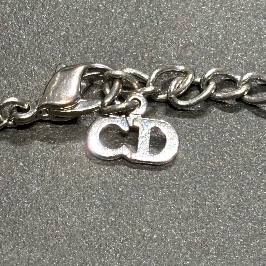 美品 Dior ディオール ラインストーン ロゴチャーム ブレスレット シルバー