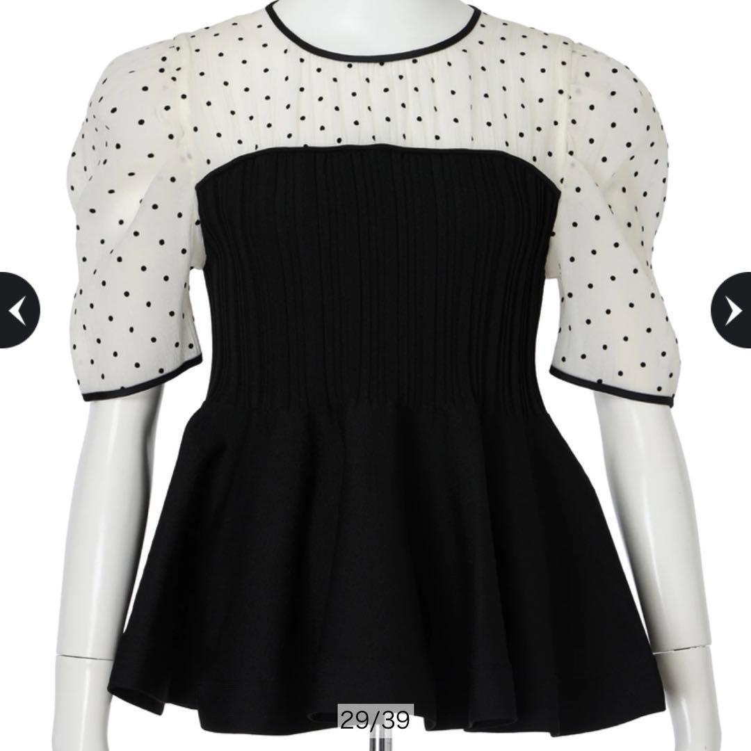 【ぼーちゃん】JUSGLITTY 5分袖シアーブラウスレイヤードニット