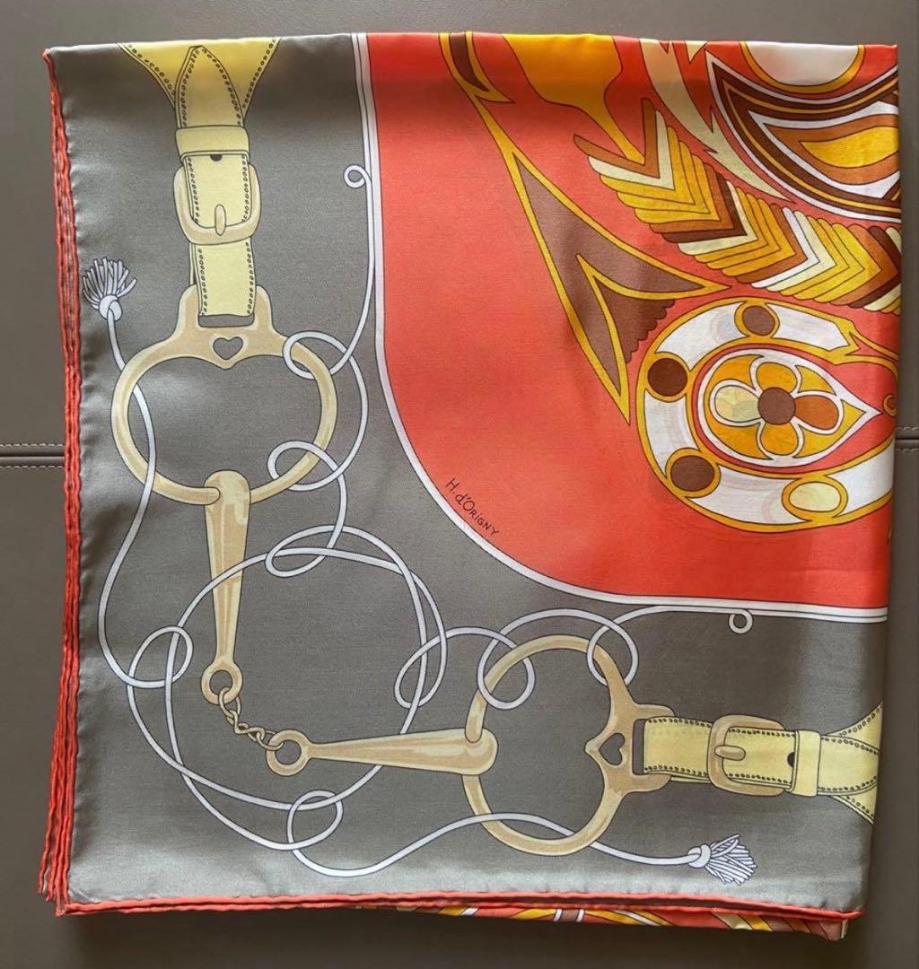 エルメス カレ140 FOLKLORE フォルクロール シルク オレンジ