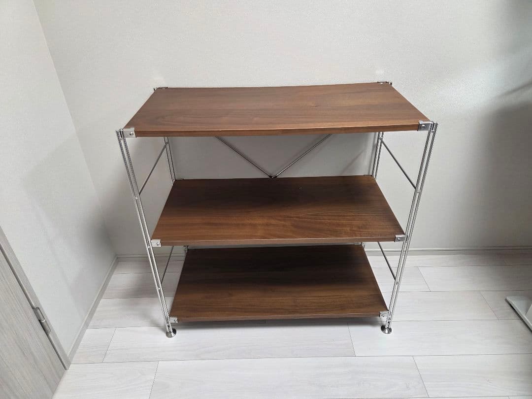 無印良品 ステンレスユニットシェルフ　ウォールナット材棚セット　ワイド　小