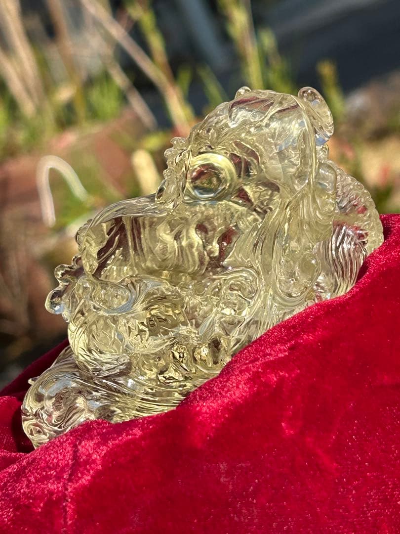 最高品質シトリン龍玉持西に金運パワ透明度が高く龍の一刀彫り‼️大特価SALE中