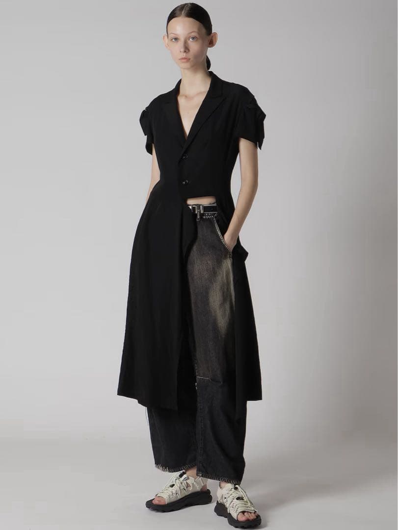 ワイズ Y’s SS2025 ロングアシメトリーシャツ 黒