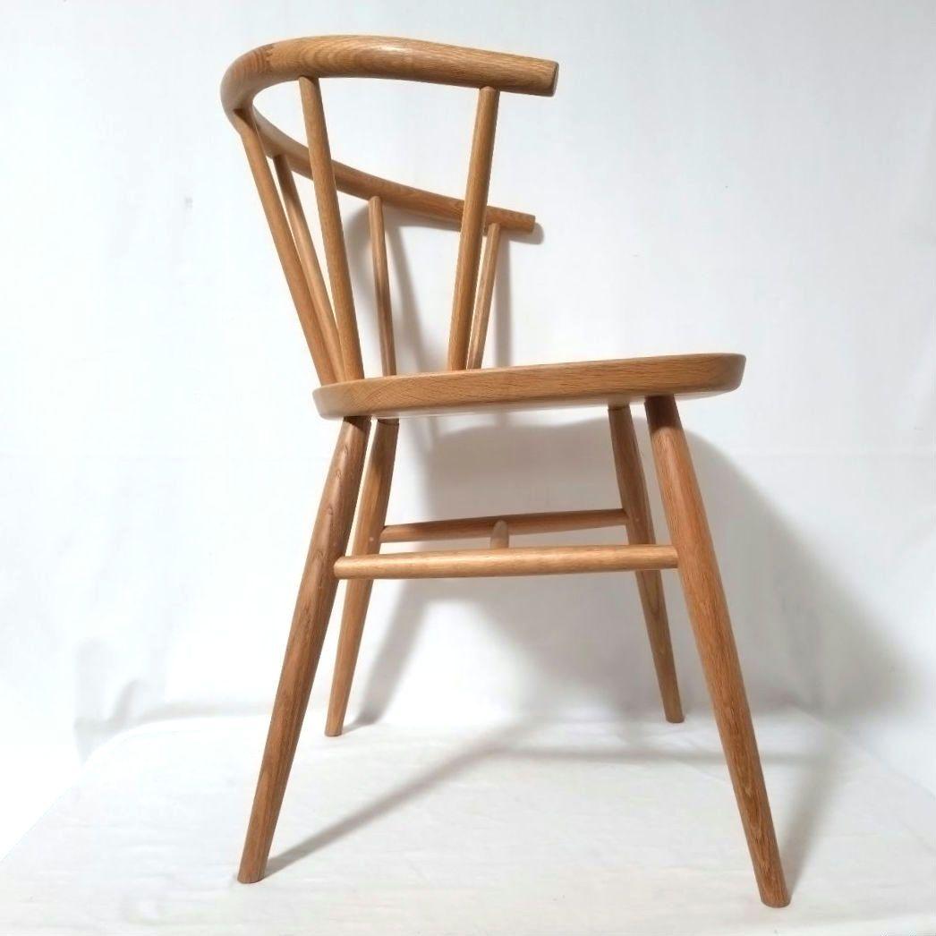 美品　無印良品　アームチェア ①　ダイニングチェア　オーク材　丸脚　送料無料