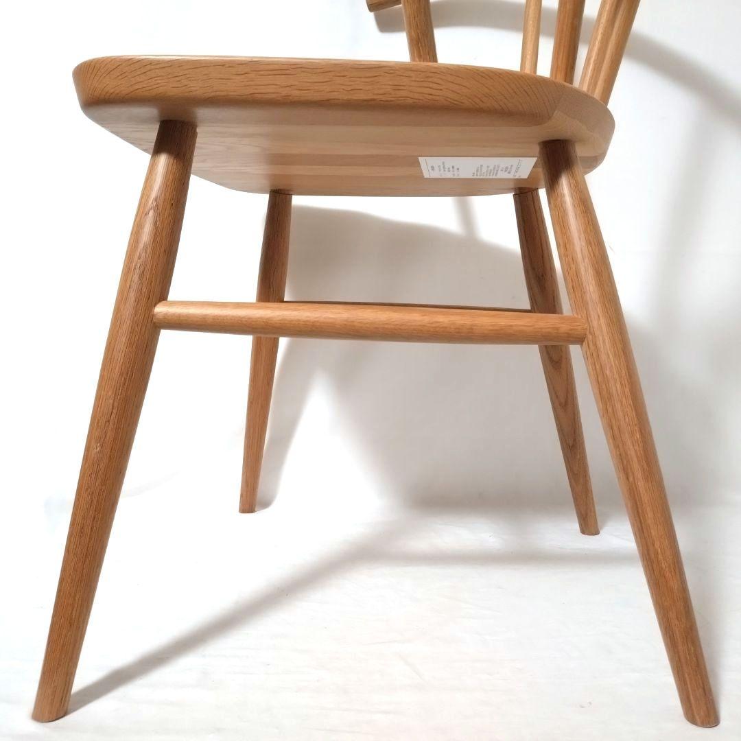 美品　無印良品　アームチェア ①　ダイニングチェア　オーク材　丸脚　送料無料