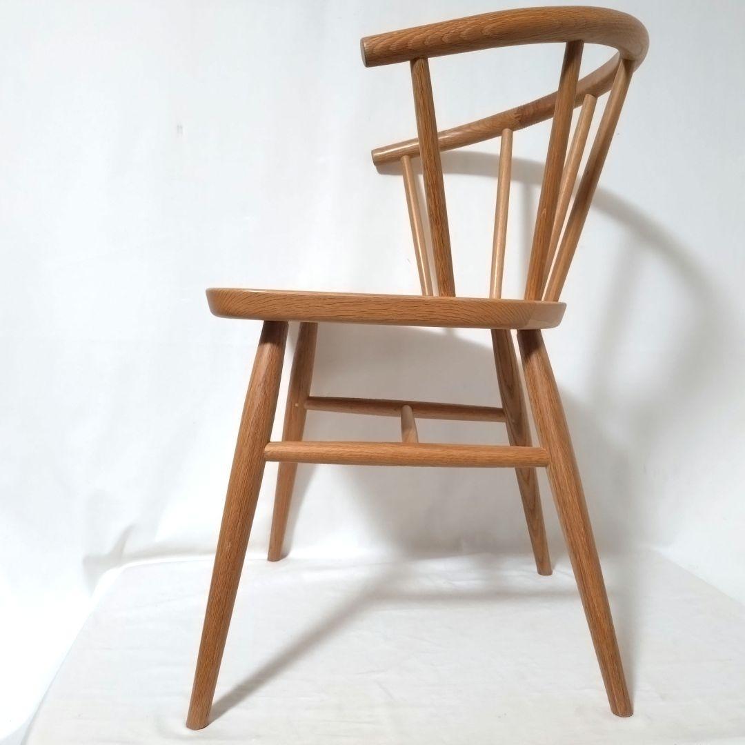 美品　無印良品　アームチェア ①　ダイニングチェア　オーク材　丸脚　送料無料