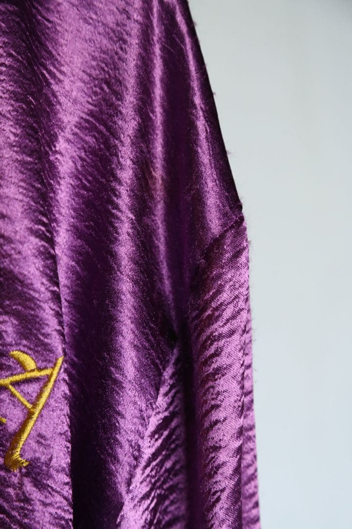 ヴィンテージコリジャン　KOREA 紫色 花柄刺繍 スカジャン