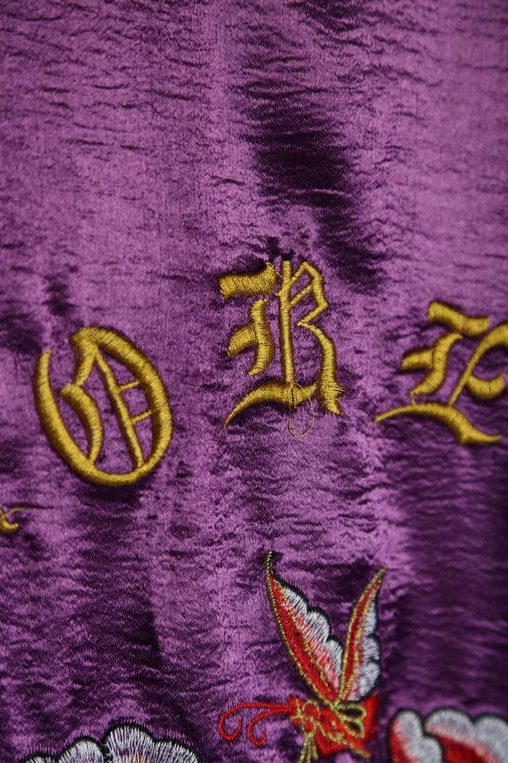 ヴィンテージコリジャン　KOREA 紫色 花柄刺繍 スカジャン