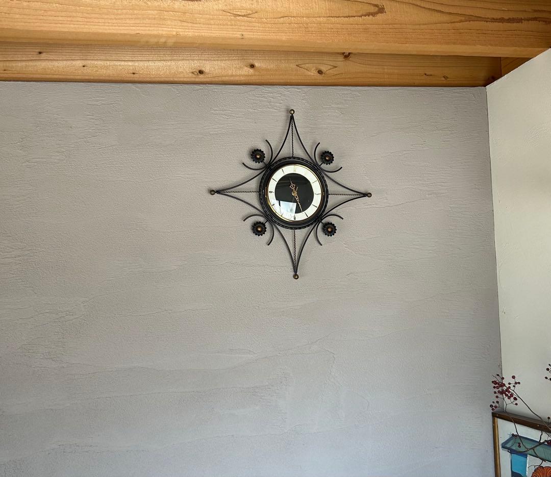 アンティーク　1950 美品 デザイン　アイアン　壁掛け時計 貴重