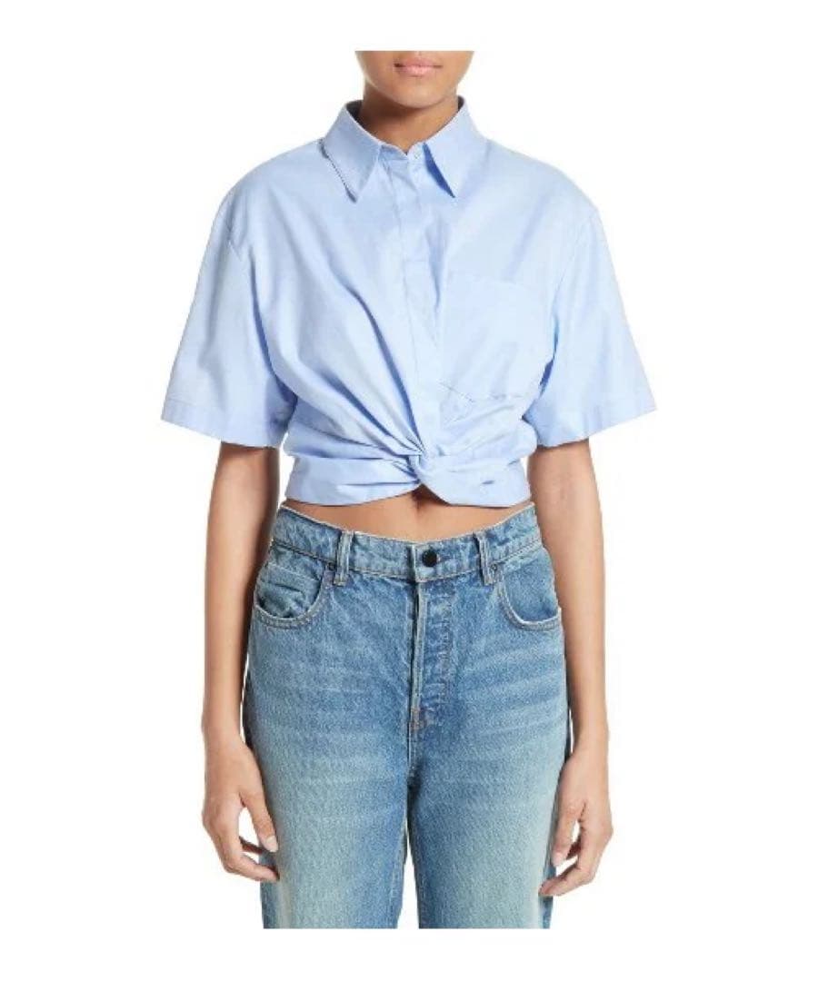 アレキサンダーワン　ツイスト　フロント　クロップド　シャツ　絞り