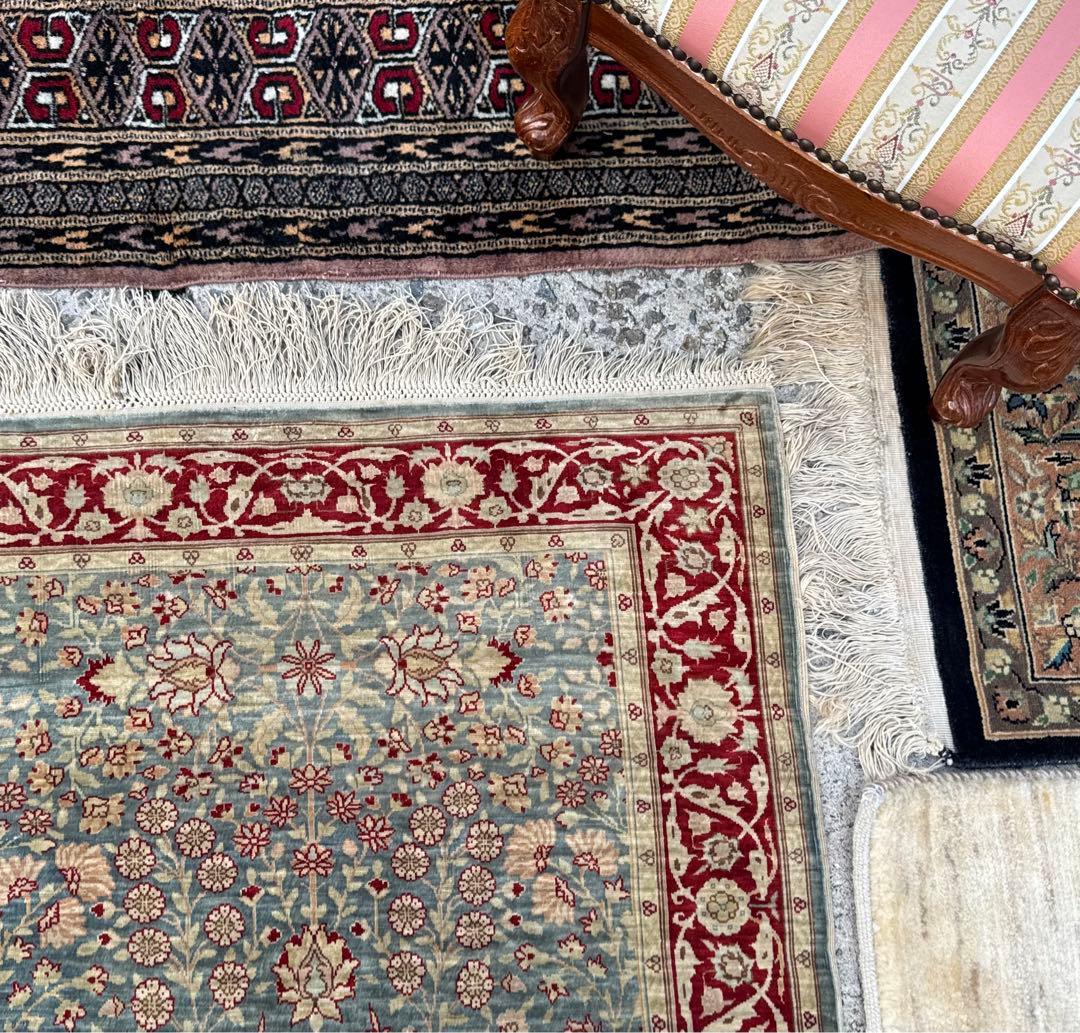 トルコ ヘレケ絨毯 105×65cm シルク100% 手織り ヴィンテージ