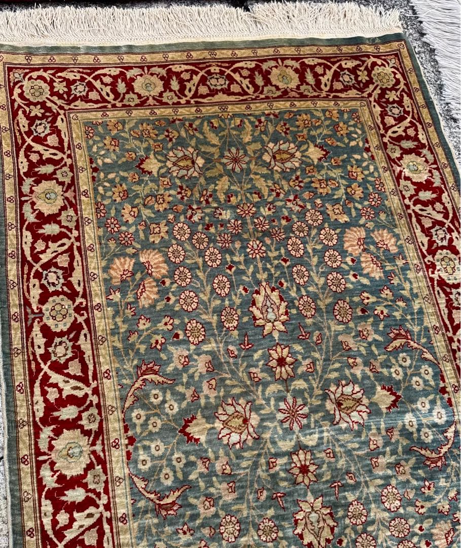 トルコ ヘレケ絨毯 105×65cm シルク100% 手織り ヴィンテージ