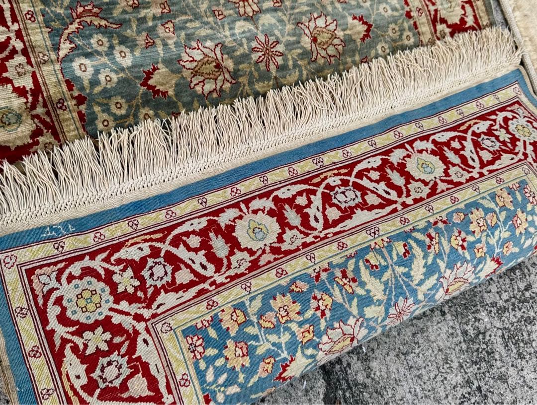 トルコ ヘレケ絨毯 105×65cm シルク100% 手織り ヴィンテージ