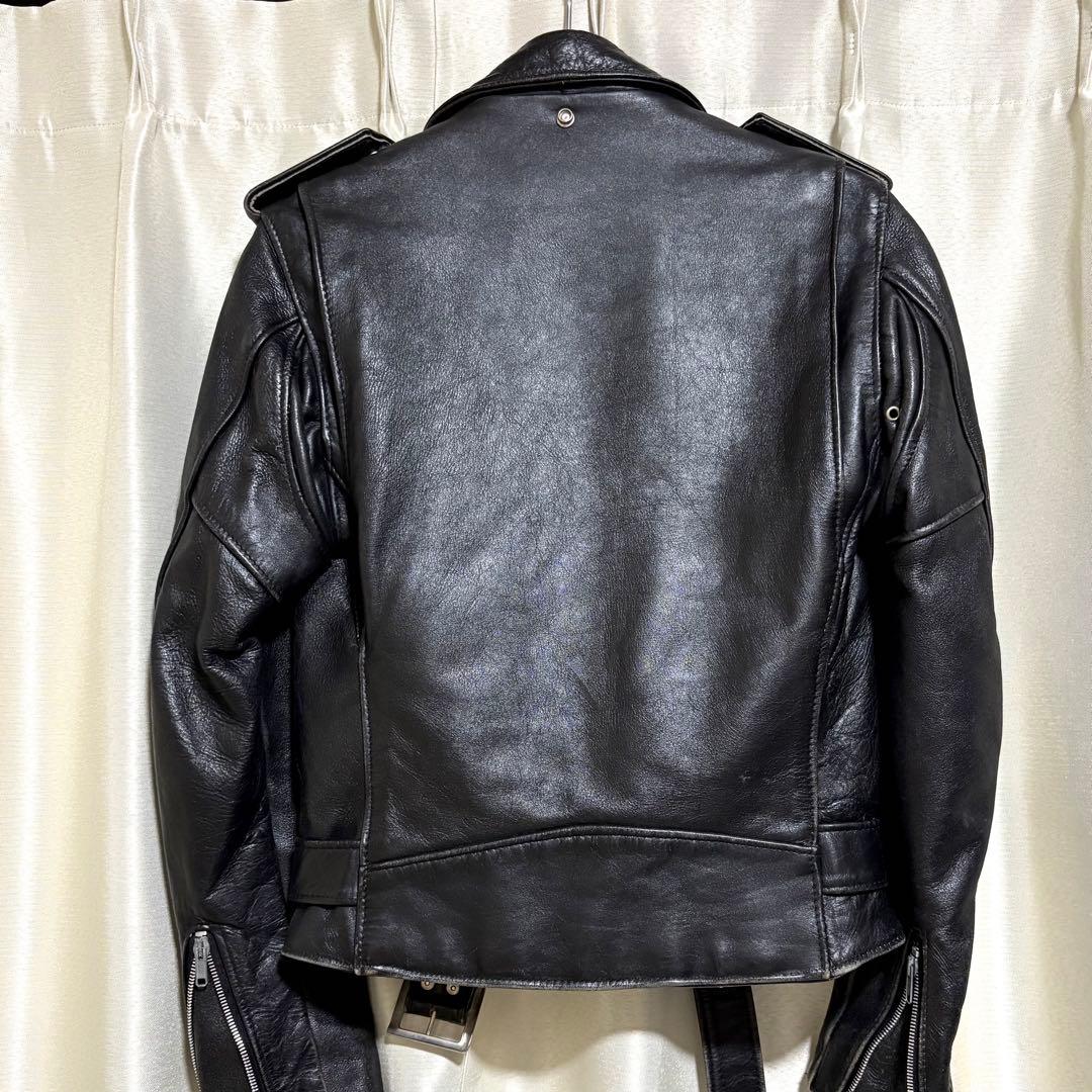 【牛タグ移行期】80s Schott 618希少シ ボ革個体 ライダース 34
