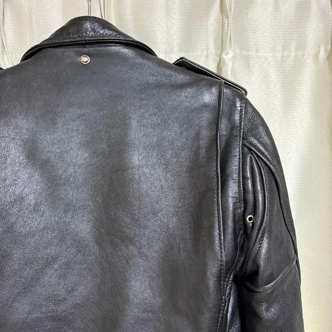 【牛タグ移行期】80s Schott 618希少シ ボ革個体 ライダース 34