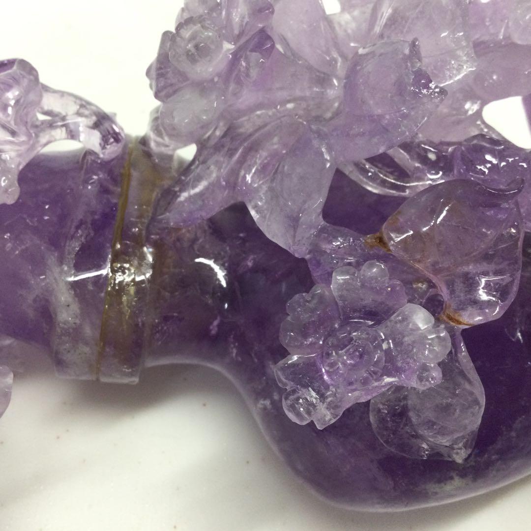 ☆値下げ！アメジスト 台座付　花　鳥　パワーストーン