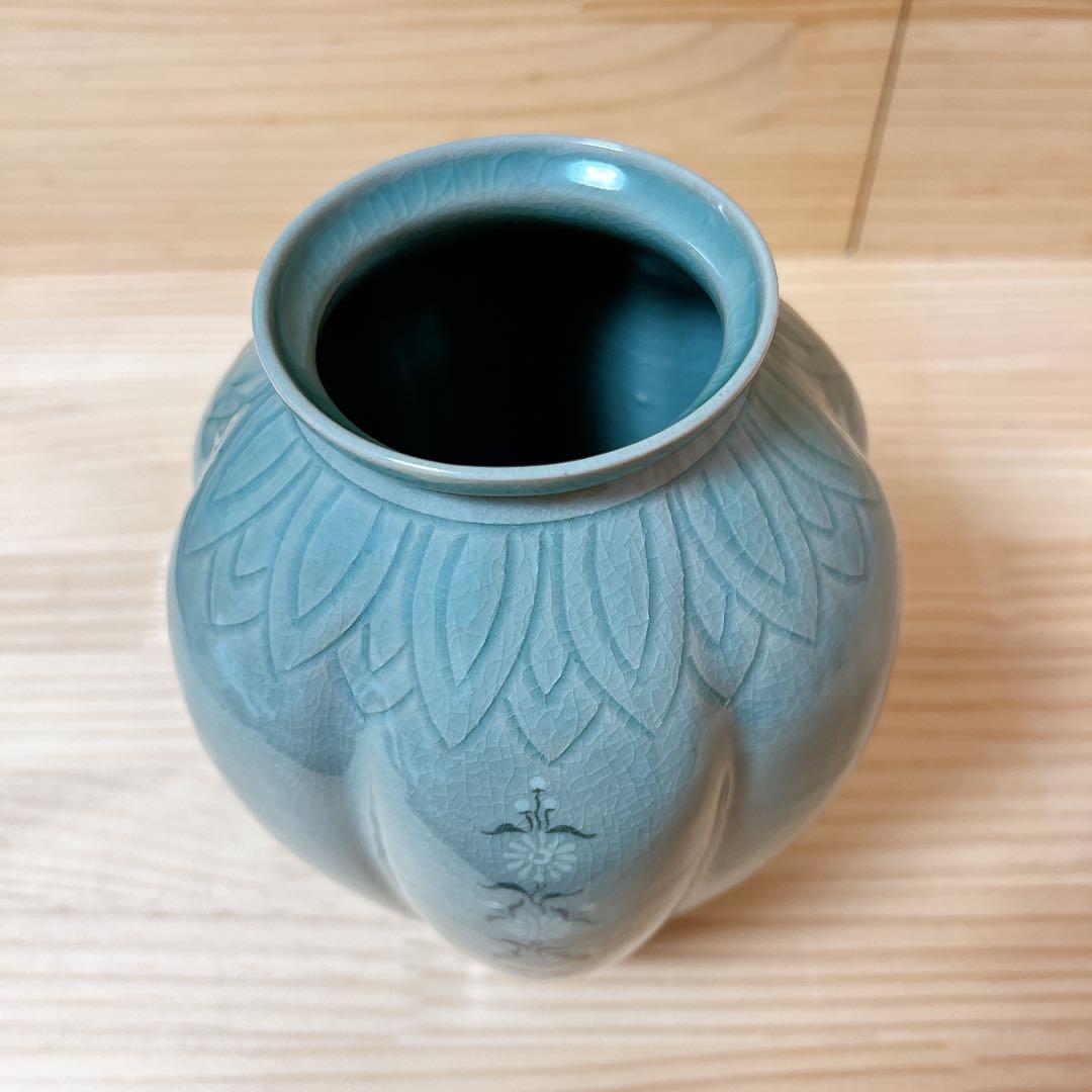 杉慶煥作　花瓶　深源陶窯　高麗青磁　青磁器　新品未使用