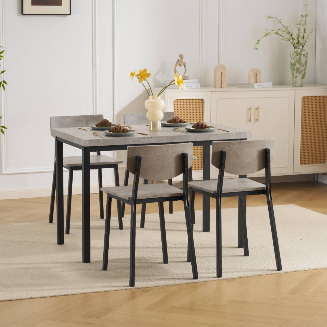 4人用ダイニングセット 5点セット 幅110cm チェア4脚 北欧風　GRAY