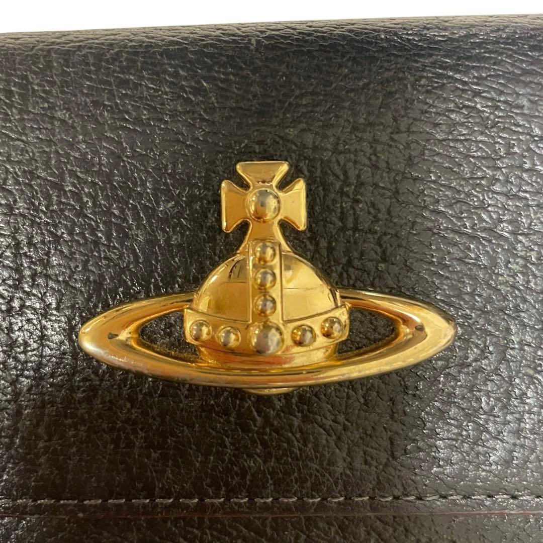 Vivienne Westwood 三つ折り財布 黒 レザー オーブ　ロゴ付き