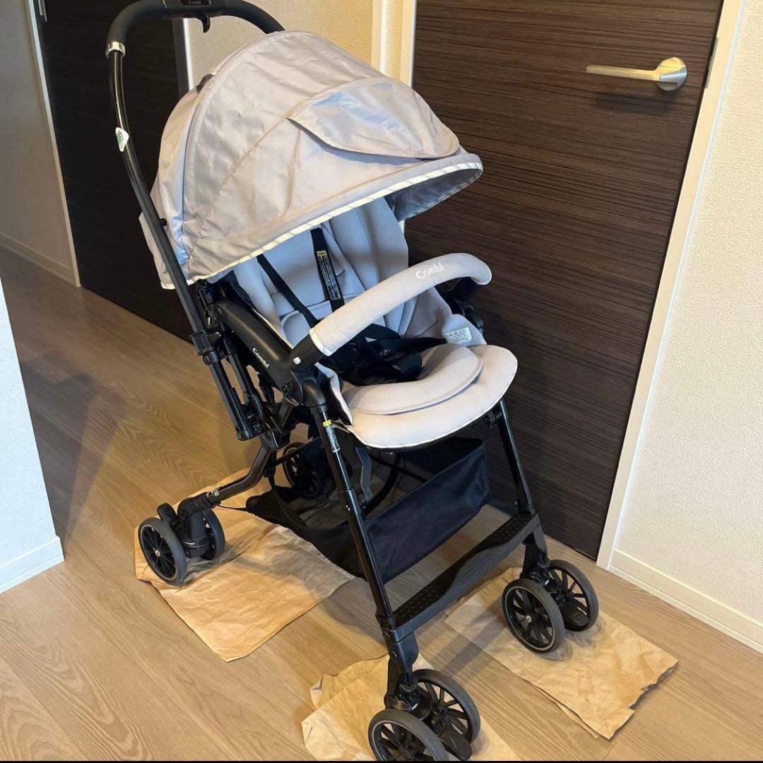 【美品】コンビ スゴカル 4キャス エアー エッグショック HK ライトグレー