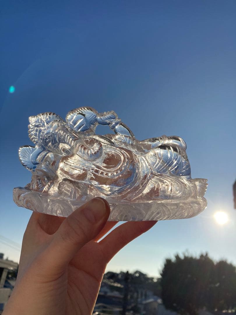 【最高品質】ヒマラヤ水晶ガネーシャ涅槃像　パワーストーン　天然石　インテリア