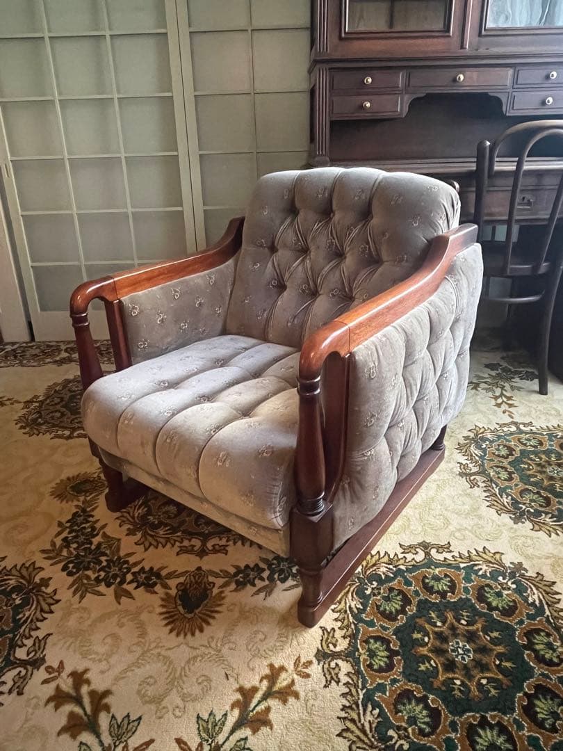 新象 シングルソファ 1P アンティーク 花柄 インテリア