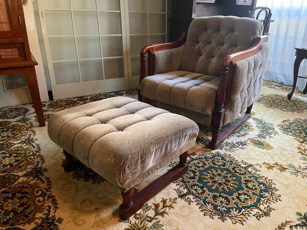 新象 シングルソファ 1P アンティーク 花柄 インテリア