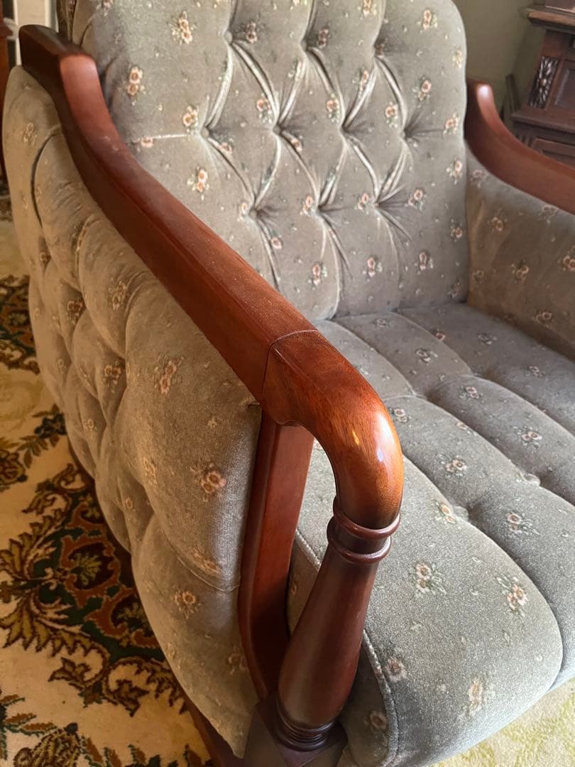 新象 シングルソファ 1P アンティーク 花柄 インテリア