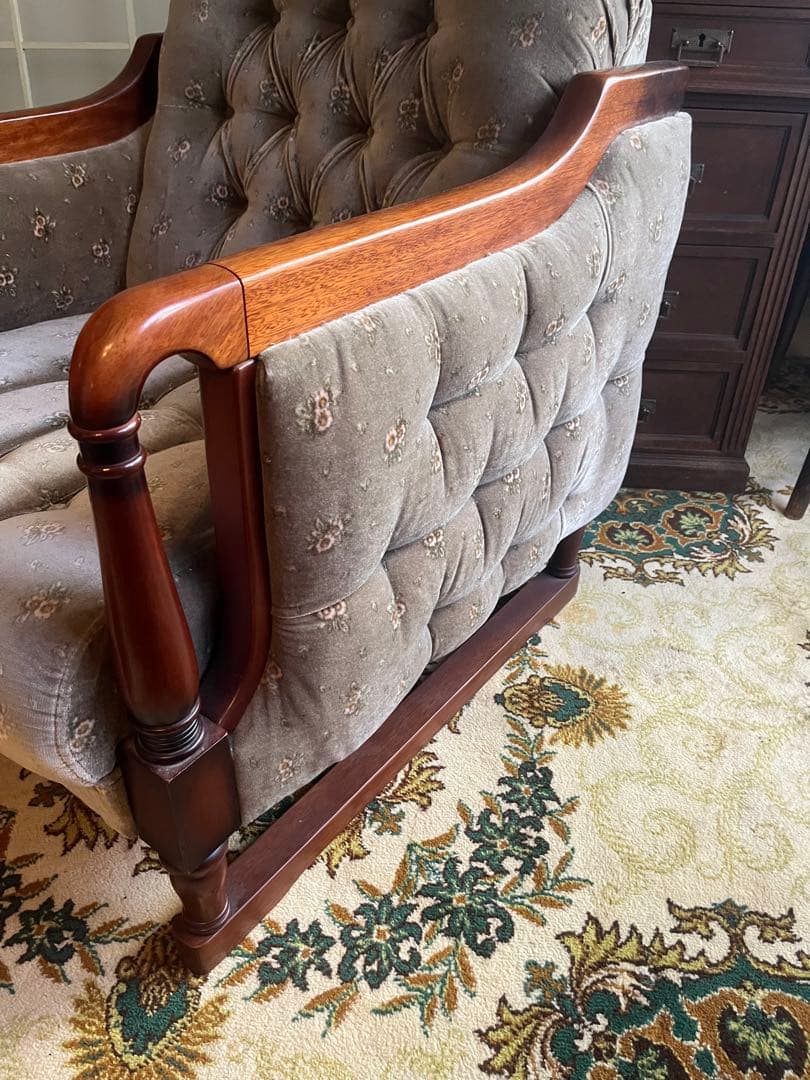 新象 シングルソファ 1P アンティーク 花柄 インテリア