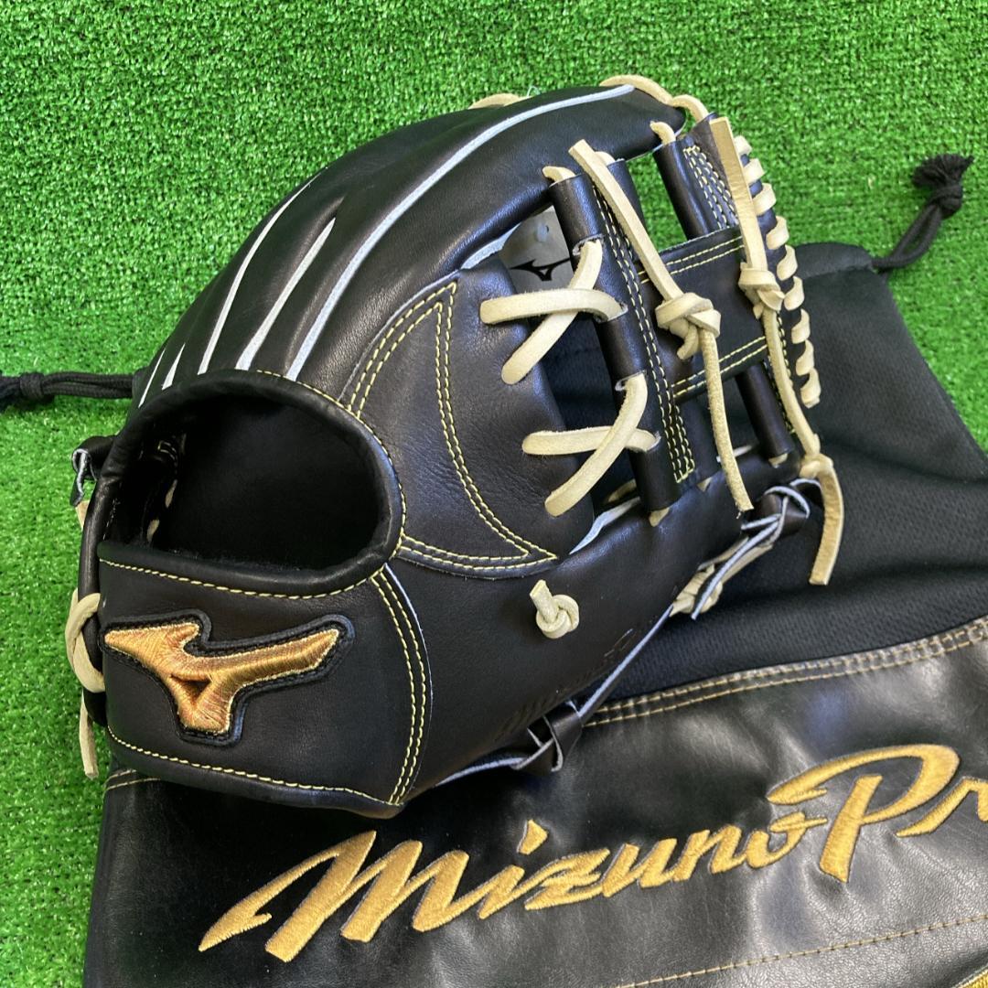 限定品 ミズノプロ 硬式用グラブ 黒×ブロンド 内野手用 33113 サイズ9