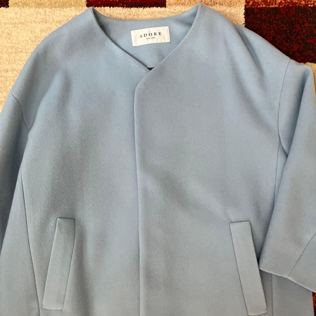 ADORE ライトブルー　チェスターコート　ロング　毛100 38