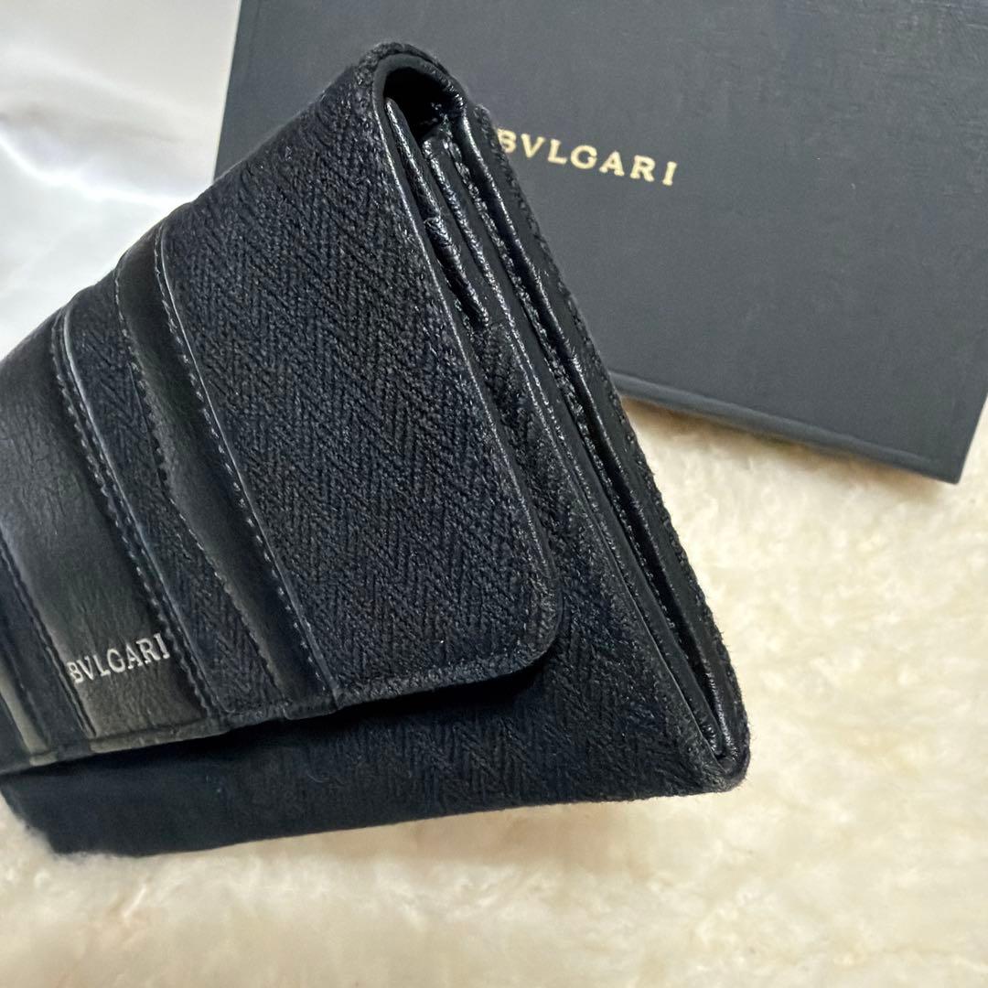ブルガリ　BVLGARI　小銭入れ付長財布　ビーゼロワン　キャンバス×レザー