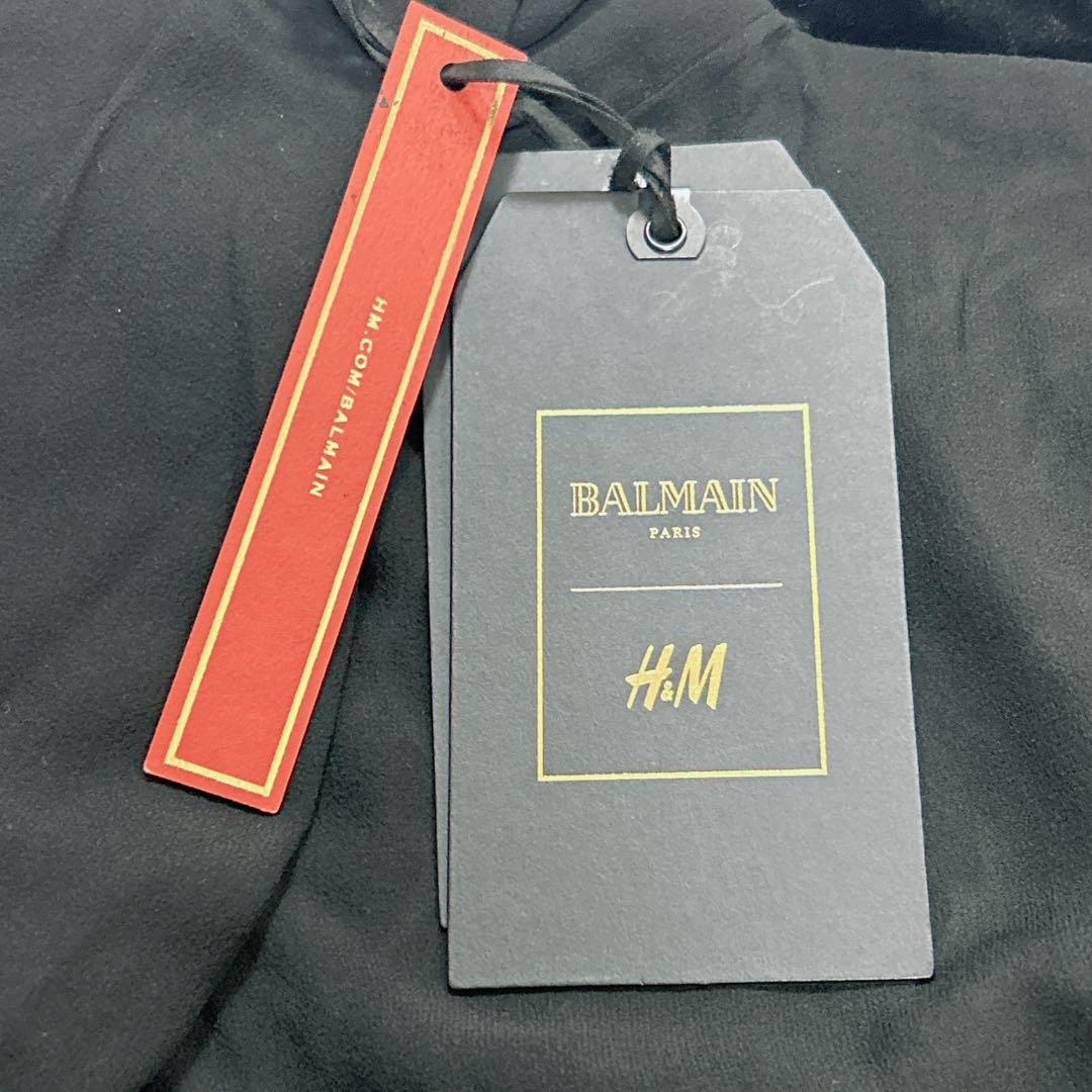 【新品】BALMAIN× コラボ シルク混　トップス 黒 ジップ
