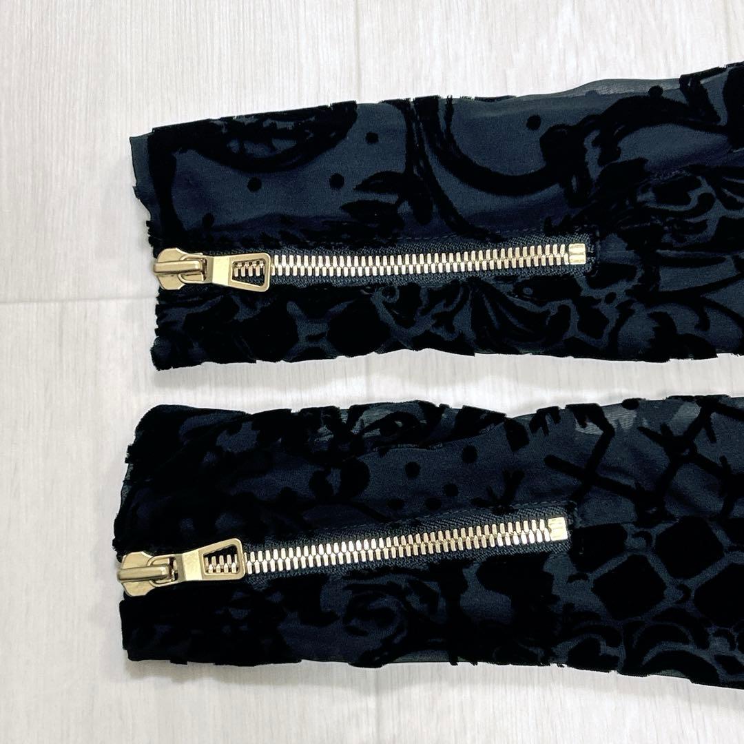 【新品】BALMAIN× コラボ シルク混　トップス 黒 ジップ