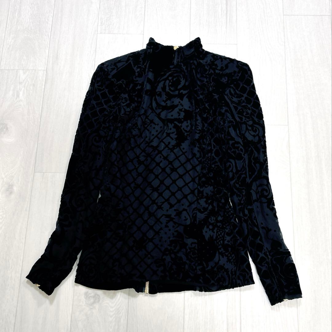 【新品】BALMAIN× コラボ シルク混　トップス 黒 ジップ