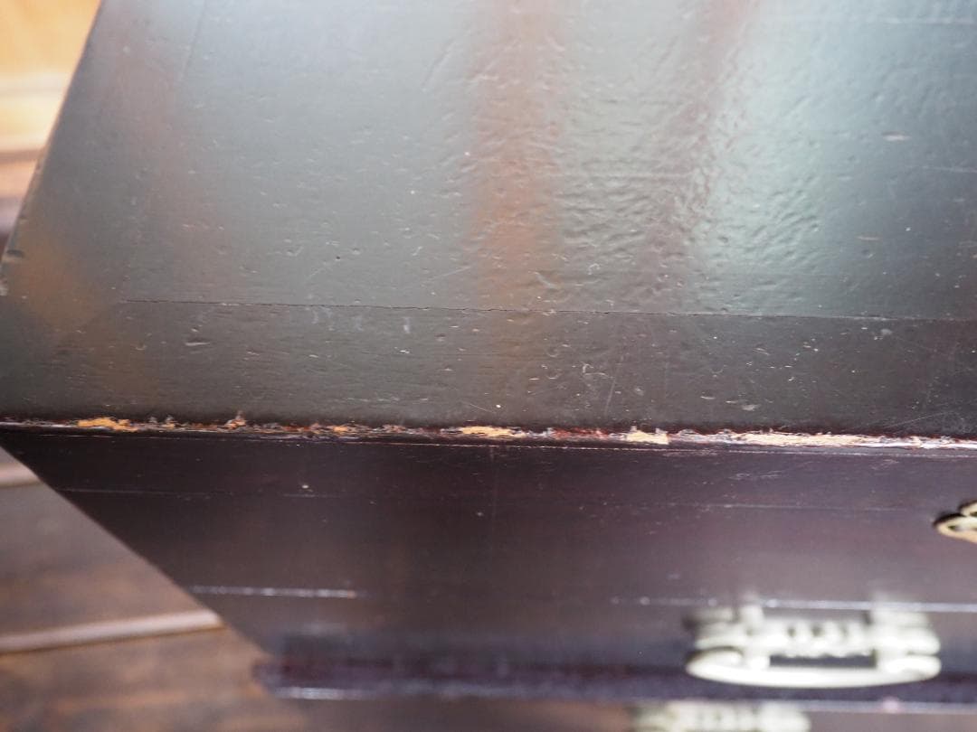 鏡台　鏡付き　引き出し　チェスト　小物入れ　黒漆