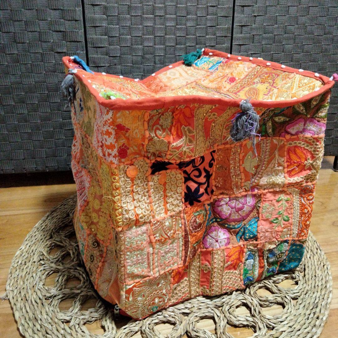 インド カンバディア パッチワーク オレンジ【6-33】