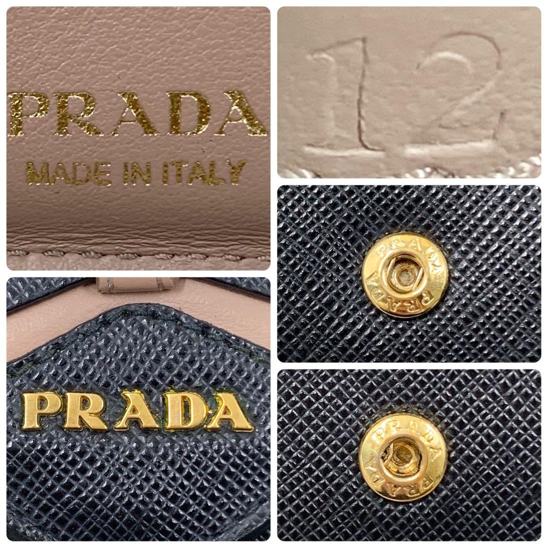 【✨美品✨】プラダ 三つ折り財布 リボン サフィアーノ ブラック