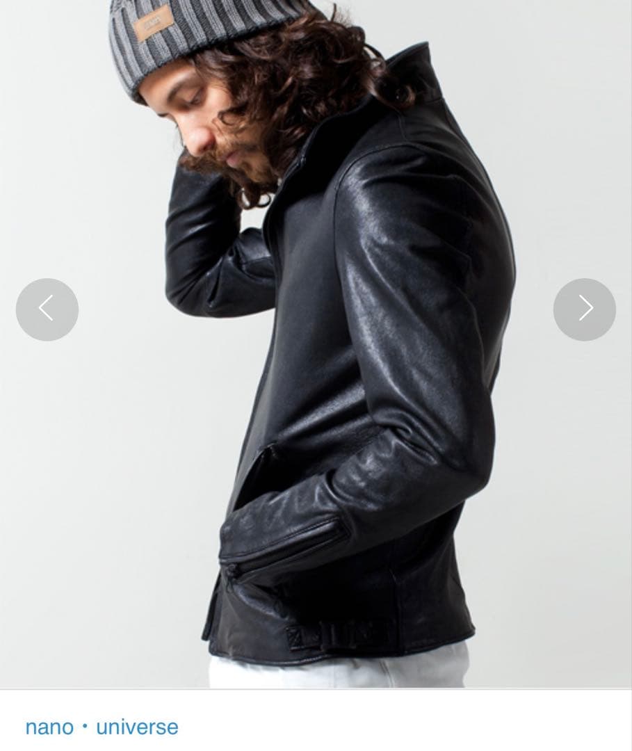 nano・universe ゴートレザー 山羊革 シングルライダースジャケット