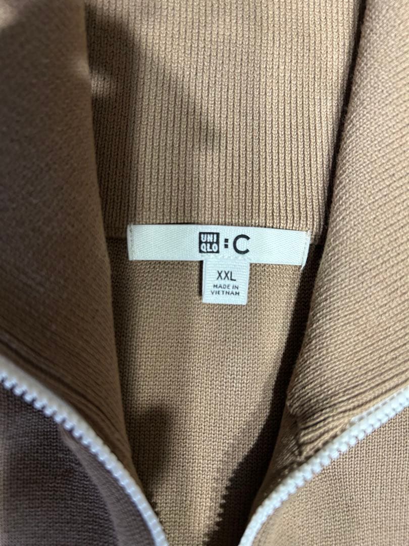 UNIQLO C ミラノリブフルジップカーディガン 32Beige XXL