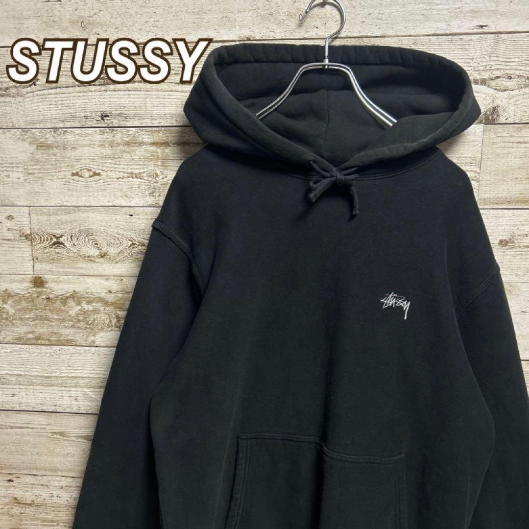 ステューシー stussy ワンポイント 刺繍ロゴ パーカー フーディー 90s