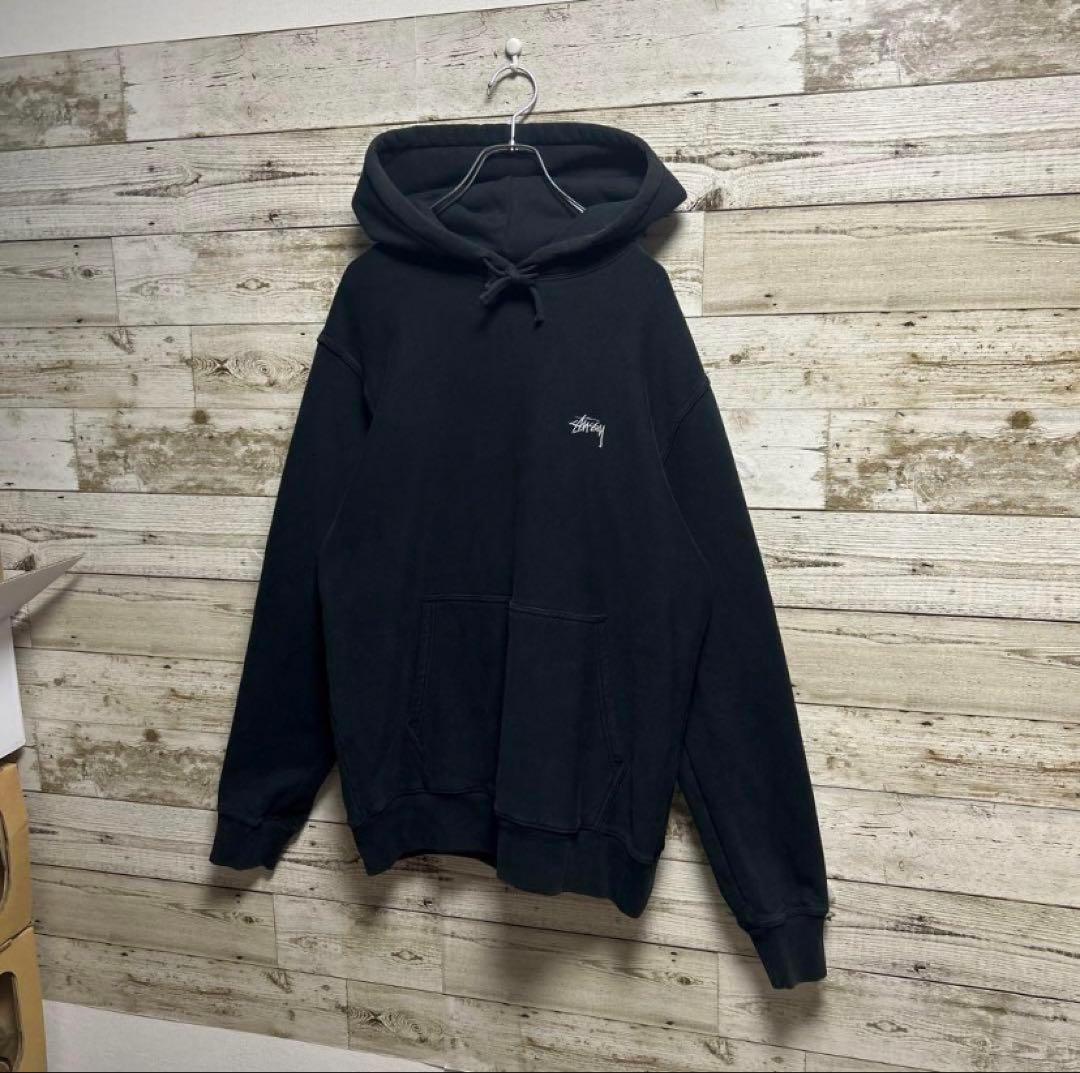ステューシー stussy ワンポイント 刺繍ロゴ パーカー フーディー 90s