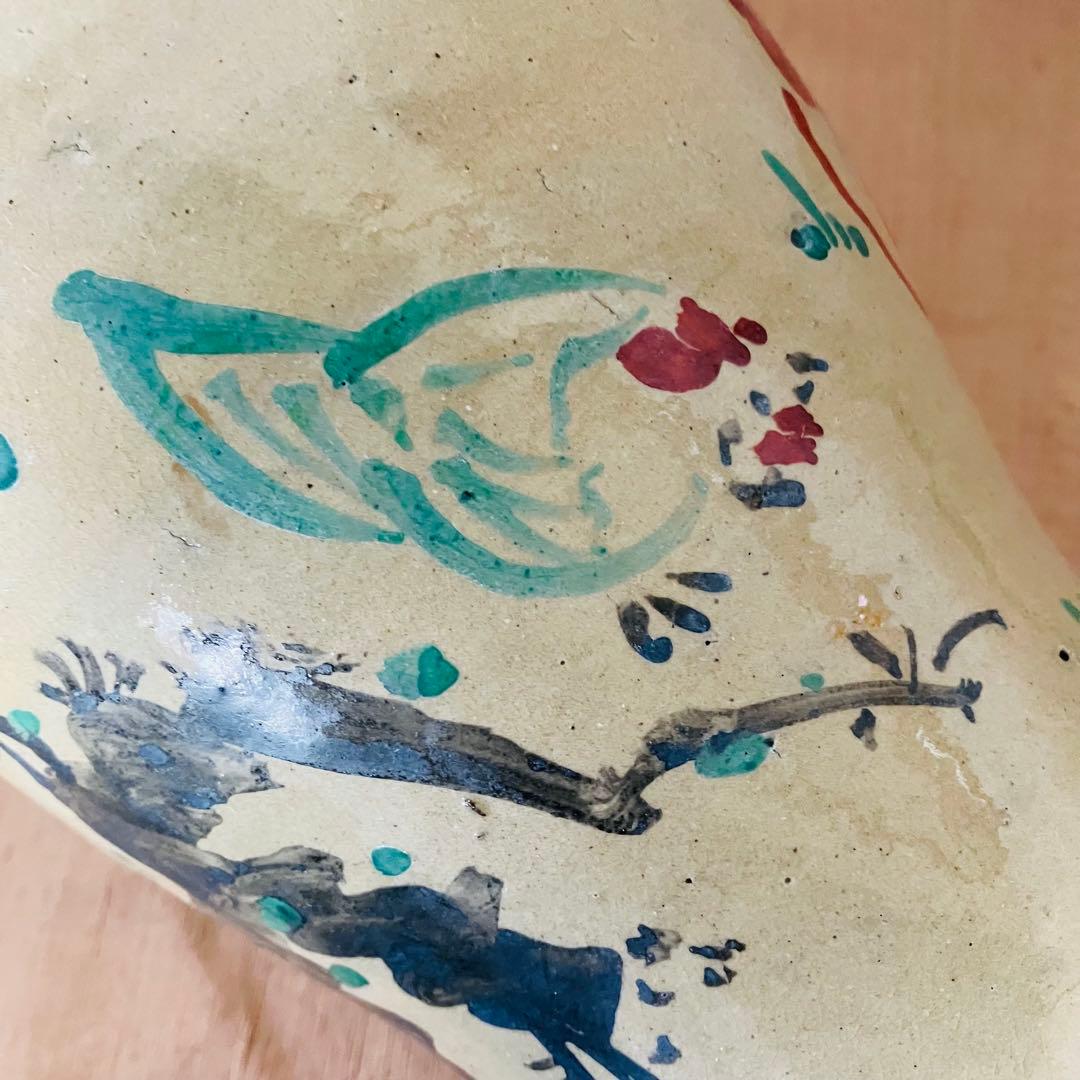 (希少) 壺屋焼　小橋川仁王　花瓶　鶏　沖縄　民藝　柳宗悦　やちむん