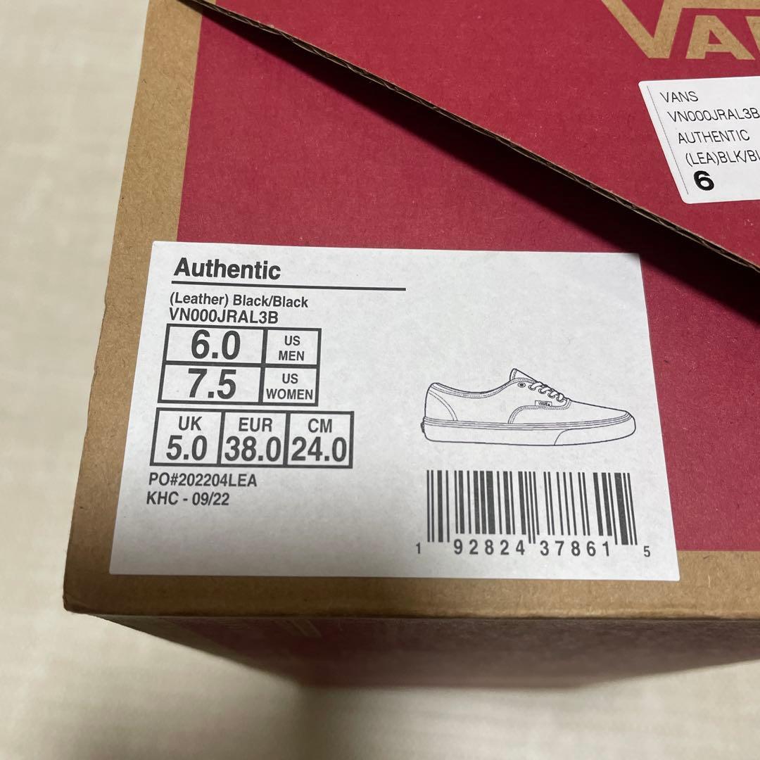 [新品]24cm VANS バンズ authentic leather ブラック