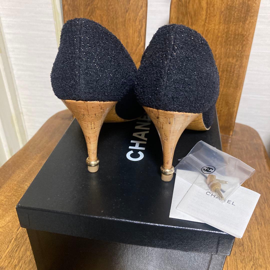 CHANEL パンプス ★ココマーク ラインストーン、ツィード、38.5サイズ