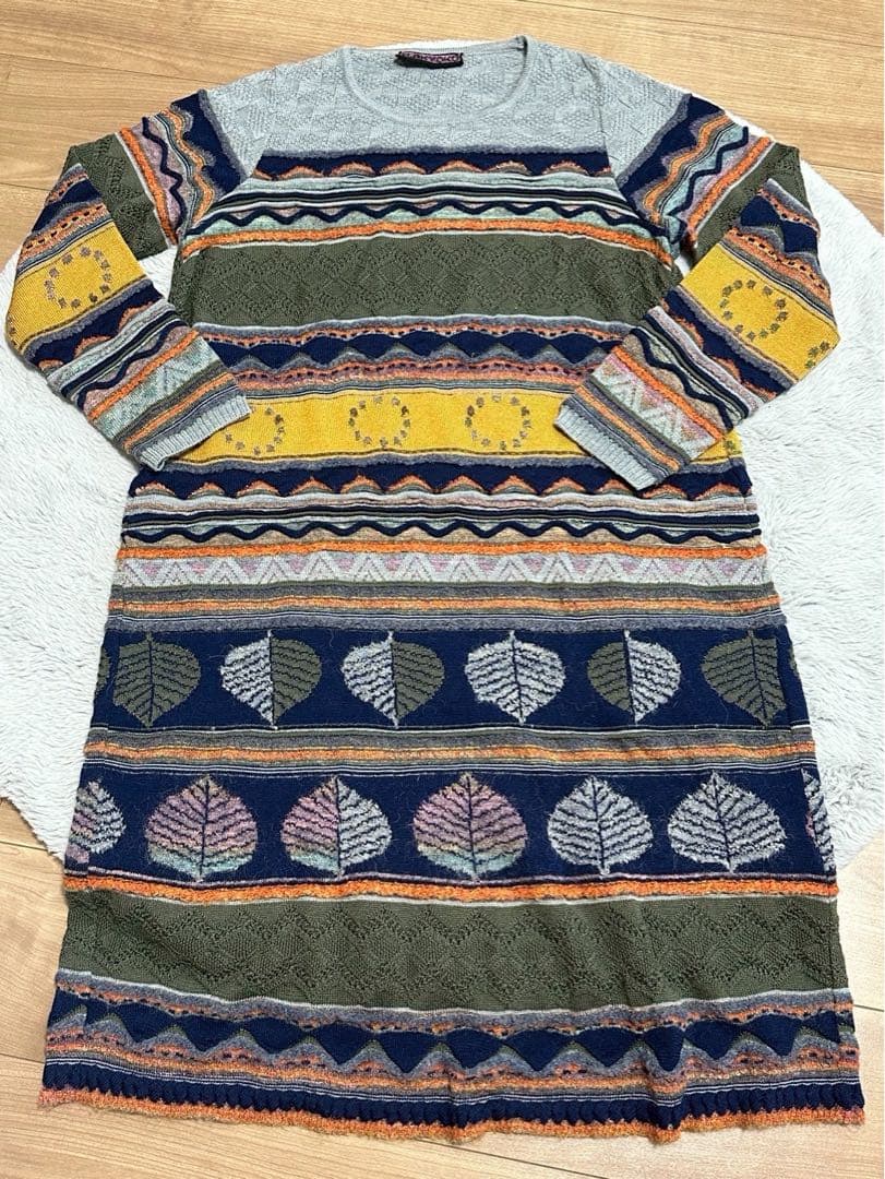 M.&KYOKO エムアンドキョウコ ニットワンピース 総柄