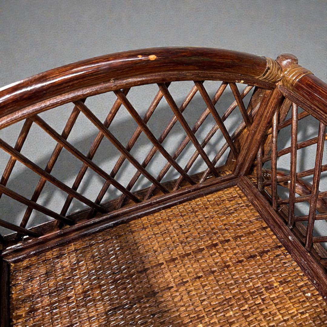 【雰囲気爆発】昭和レトロ 籐製ラタンワゴン キャスター付 脱着式バスケット