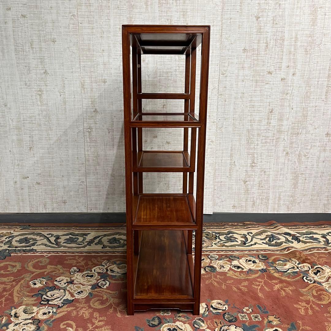 【アンティーク】木製 唐木 段違い 飾り棚 違い棚 シェルフ 時代家具 古民家