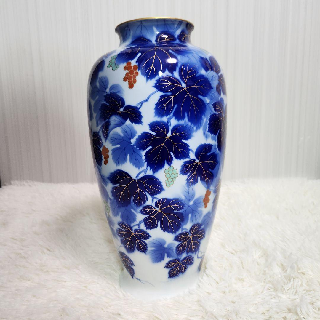 【廃盤！希少！】深川製磁　瑠璃 葡萄　花生 14号 38cm 高級美術品 有田焼