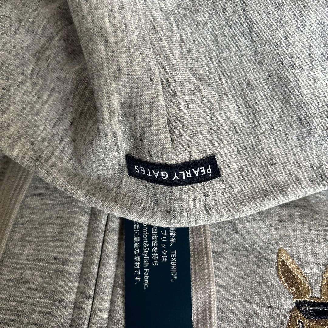パーリーゲイツTOPスパン裏毛ウサギ杢調グレーパーカーサイズ5